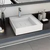 Image de Lavabo - vidaXL - 50x50 cm - Fonte minérale - Blanc - Design tendance et facile à nettoyer
