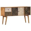 Image de Buffet avec motif imprimé 130x30x70 cm Bois de manguier massif