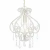 Image de vidaXL Suspension Plafond, Ampoules E14, 24x32 cm, Base Métal Blanche avec Perles Acryliques, Lustre Élégant et Contemporain 281593