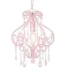 Image de vidaXL Suspension Plafond, Ampoules E14, 24x32 cm, Base Métal Rose avec Perles Acryliques, Lustre Élégant pour Chambre 281595