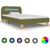Image de Cadre de lit avec LED sans matelas vert tissu 90x200 cm
