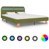 Image de Cadre de lit avec LED sans matelas vert tissu 160x200 cm