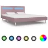 Image de Cadre de lit avec LED sans matelas rose tissu 180x200 cm