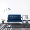 Image de vidaXL Canapé 2 places avec accoudoirs Bleu Chrome et velours