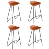 Image de Chaises de bar lot de 4 marron cuir véritable