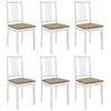 Image de vidaXL 6 pcs Chaises à dîner avec coussins Blanc Bois solide