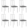 Image de vidaXL 6 pcs Chaises à dîner avec coussins Blanc Bois solide