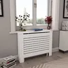 Image de Cache-radiateur - VIDAXL - Blanc - MDF - Design moderne à lattes