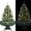 Image de vidaXL Arbre de Noël Neigeux avec Base de Parapluie Sapin de Noël Artificiel Arbre Décoration de Noël Salon Salle de Séjour Maison Intérieur Vert 140 cm 284333
