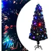 Image de vidaXL Arbre de Noël Pré-éclairé avec Support, Sapin de Noël avec LED, Décoration de Vacances, Ornement de Fête Intérieur Extérieur, 240 cm Fibre Optique