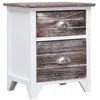 Image de Table de chevet Marron et blanc 38x28x45 cm Bois de Paulownia