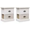 Image de 2 pcs Tables de chevet Blanc et naturel 38x28x45 cm Paulownia