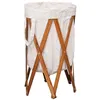 Image de vidaXL Panier à linge pliable Crème Bois et tissu
