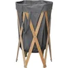 Image de vidaXL Panier à linge pliable Gris Bois et tissu