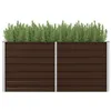 Image de vidaXL Bac de Jardin en Acier Galvanisé 160x80x77 cm, Marron, Bordure de Sécurité Pliable, Résistant aux Intempéries 45709