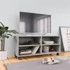 Image de Meuble TV avec roulettes Gris béton 90x35x35 cm Bois ingénierie