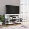 Image de Meuble TV avec roulettes blanc 80x40x45 cm bois d ingénierie