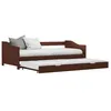 Image de vidaXL Cadre de lit extensible Marron foncé Bois de pin 90x200 cm