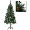 Image de vidaXL Sapin de Noël avec Pommes de Pin et Paillettes Blanches Arbre de Noël Artificiel Décoration de Noël Salon Salle de Séjour Maison 150 cm