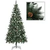 Image de vidaXL Sapin de Noël avec Pommes de Pin et Paillettes Blanches Arbre de Noël Artificiel Décoration de Noël Salon Salle de Séjour Maison 210 cm