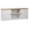 Image de Meuble TV Blanc 120x40x50 cm Bois de pin massif Gamme Panama