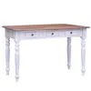 Image de vidaXL Bureau met lades 117x57x75 cm massief mahoniehout wit283908