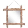 Image de vidaXL Spiegel houtblokken70x70 cm gerecycled teakhout naturel283934