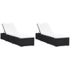 Image de Chaises longues avec coussins lot de 2 Résine tressée Noir