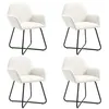 Image de vidaXL Chaises de salle à manger 4 pcs Crème Tissu