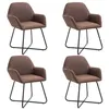 Image de vidaXL Chaises de salle à manger 4 pcs Marron Tissu