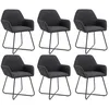 Image de vidaXL Chaises de salle à manger 6 pcs Noir Tissu