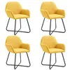 Image de vidaXL Chaises de salle à manger 4 pcs Jaune Tissu