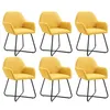 Image de vidaXL Chaises de salle à manger 6 pcs Jaune Tissu