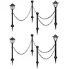 Image de Vidaxl Lampes de Jardin Solaires avec Chaîne et Poteaux, 4 Pcs