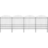 Image de vidaXL Tuinhek met speren bovenkant (1,75-2)x6,8 m staal zwart277751