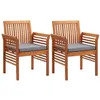 Image de Lot de 2 chaise vidaxl H. 90 cm empilable non pliable en acacia exterieur marron