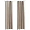 Image de vidaXL Rideaux occultants avec anneaux en métal 2 pcs Beige 140x175 cm