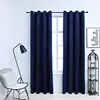 Image de Rideaux occultants et anneaux 2pcs Velours Bleu foncé 140x175cm