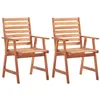 Image de Lot de 2 chaise vidaxl exterieur empilable non pliable en bois massif H. 92 cm marron