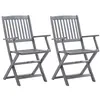 Image de Lot de 2 chaise Vidaxl exterieur non pliable H. 91 cm en acacia gris