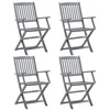 Image de Lot de 4 chaise Vidaxl en acacia non pliable exterieur H. 91 cm gris