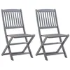 Image de Lot de 2 chaise Vidaxl en acacia non pliable H. 91 cm exterieur gris