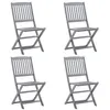 Image de Lot de 4 chaise vidaxl H. 91 cm non pliable exterieur en acacia gris
