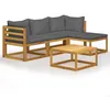Image de Salon de jardin modulable Vidaxl 5 personnes bois massif 5 pieces 70 x 206 x 60 cm bois
