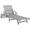 Image de vidaXL Chaise longue de jardin Gris Bois d'acacia solide
