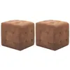 Image de 2 pcs Poufs Marron 30 x 30 x 30 cm Similicuir daim