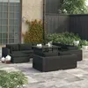 Image de Salon de jardin modulable Vidaxl resine tressee noir 10 pieces 70 x 70 x 56 9 personnes