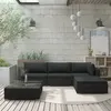Image de Salon de jardin modulable Vidaxl resine tressee 4 personnes 5 pieces 70 x 70 x 52.5 noir