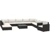 Image de vidaXL Salon de jardin 11 pcs avec coussins résine tressée noir