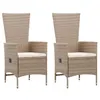 Image de Lot de 2 chaise vidaxl exterieur non pliable en resine tressee H. 108 cm beige